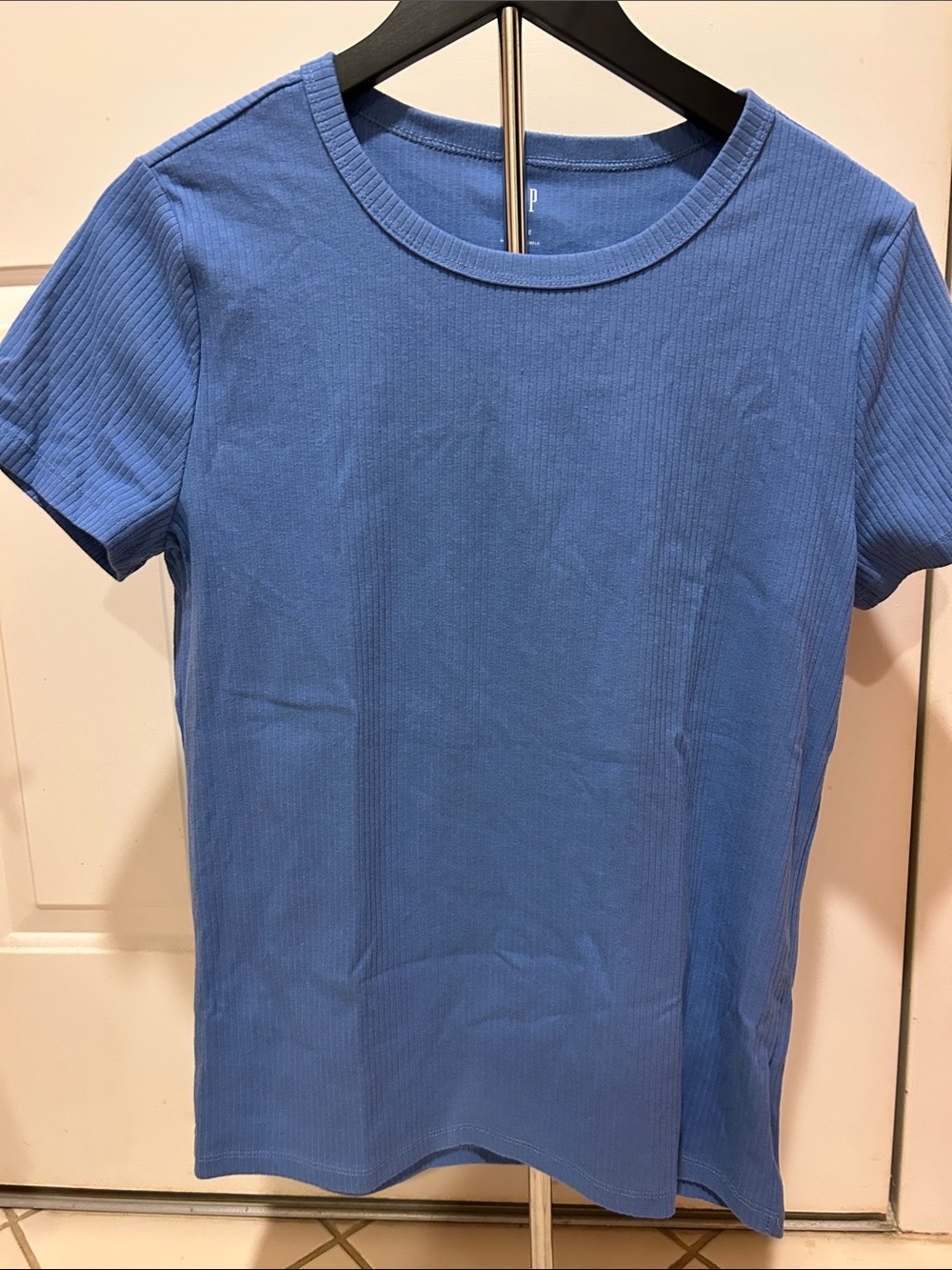 GAP Women's Short Sleeve Ribbed Tee in Blue